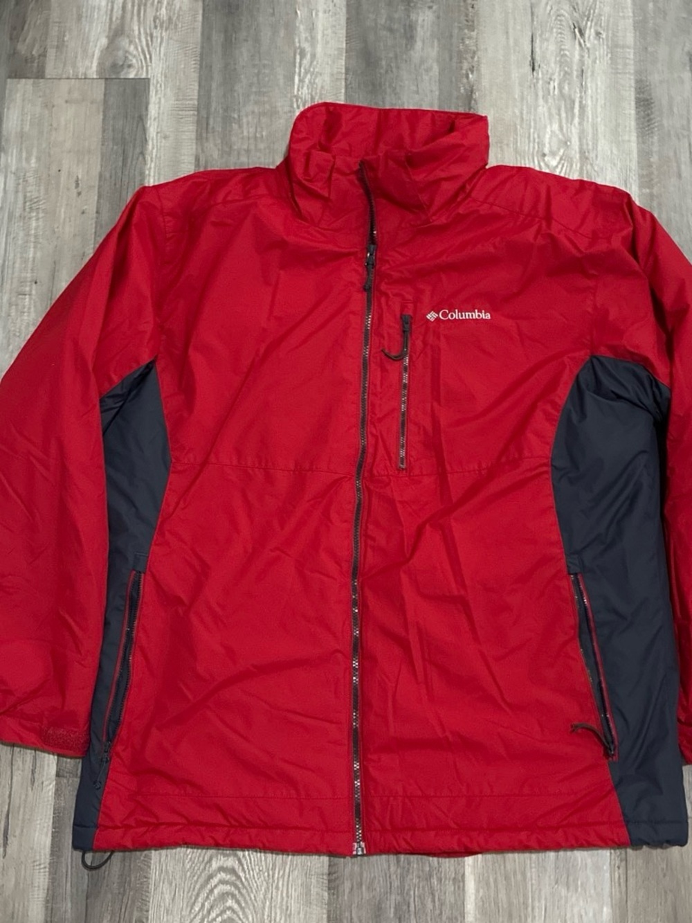 Columbia Red and Dark Gray Men's Rain Jacket